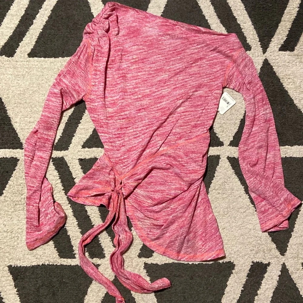 free people asymmetrical pink blouse